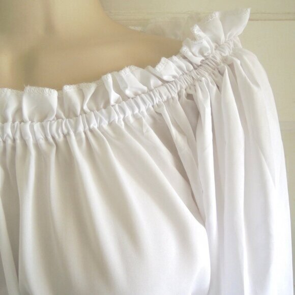 White Tiered Drawstring Shift Underdress Costume Cosplay M/L - Picture 4 of 6